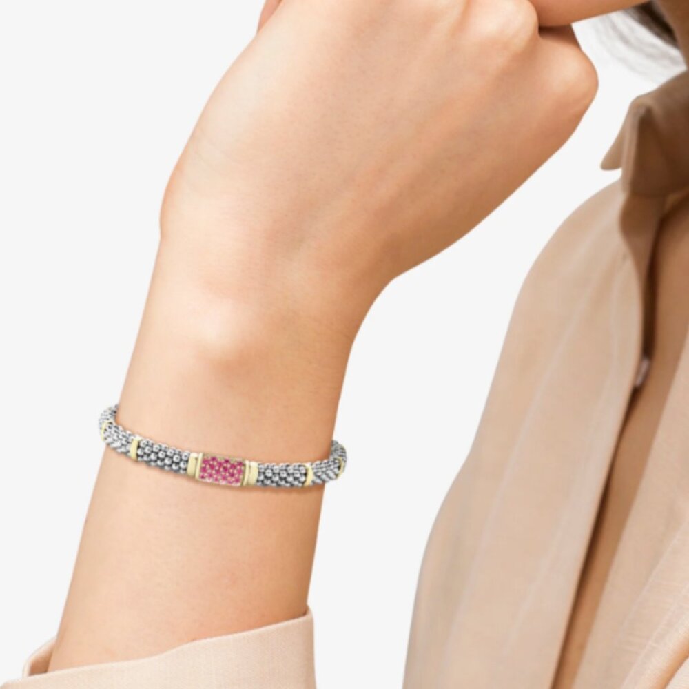 Signature Caviar Pink Sapphire Caviar Bracelet from Lagos | 6mm Sz7/7.5/8 - Picture 2 of 13